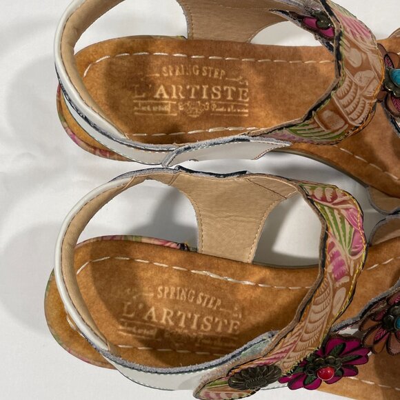 L'ARTISTE "Samore" Slingback Flower Embellished Sandal Floral Multi Size 9.5/10 - Picture 7 of 12
